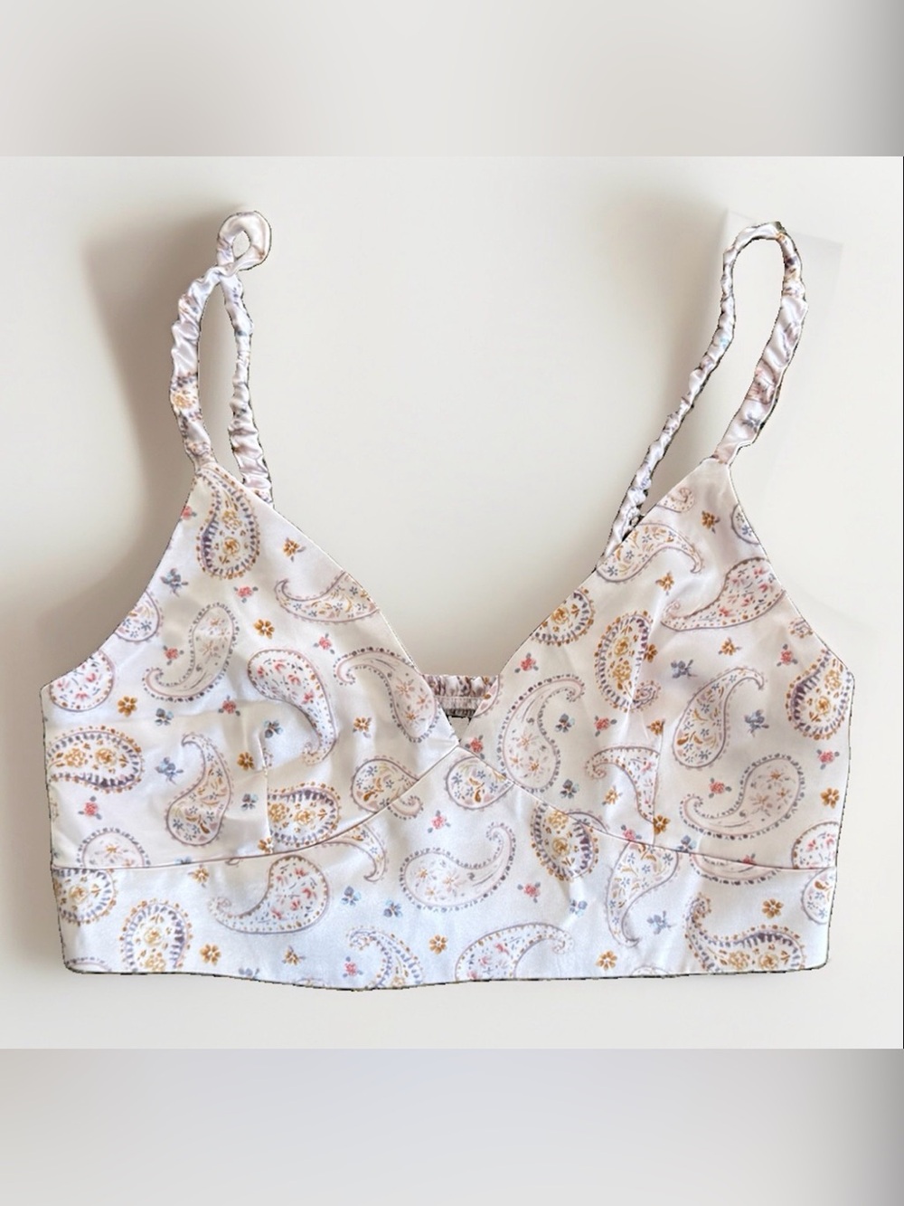 NWT Zara Pink Paisley Satin Crop Top Medium